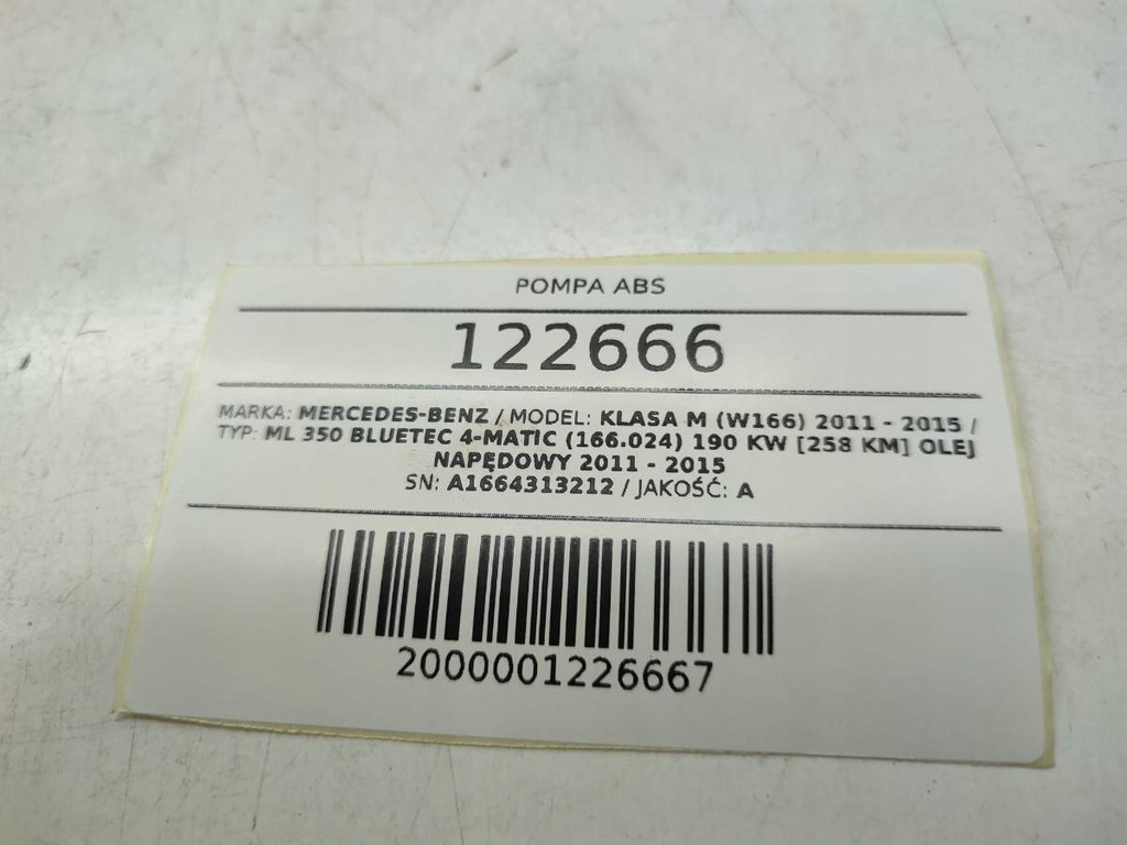 фото №8, Насос тормозная abs citroen блок управления mercedes w166 ml 3.0 d a1664313212