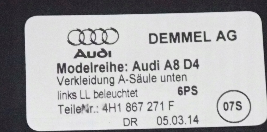 Накладка порог левое  перед audi a8 d4 4h 4h1867271f в Украине