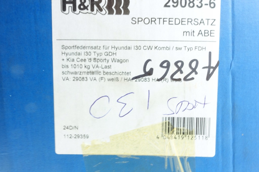 фото №6, Пружины подвеска obiżające kia ceed pro ceed hyundai i30 29083-6 h&r hr