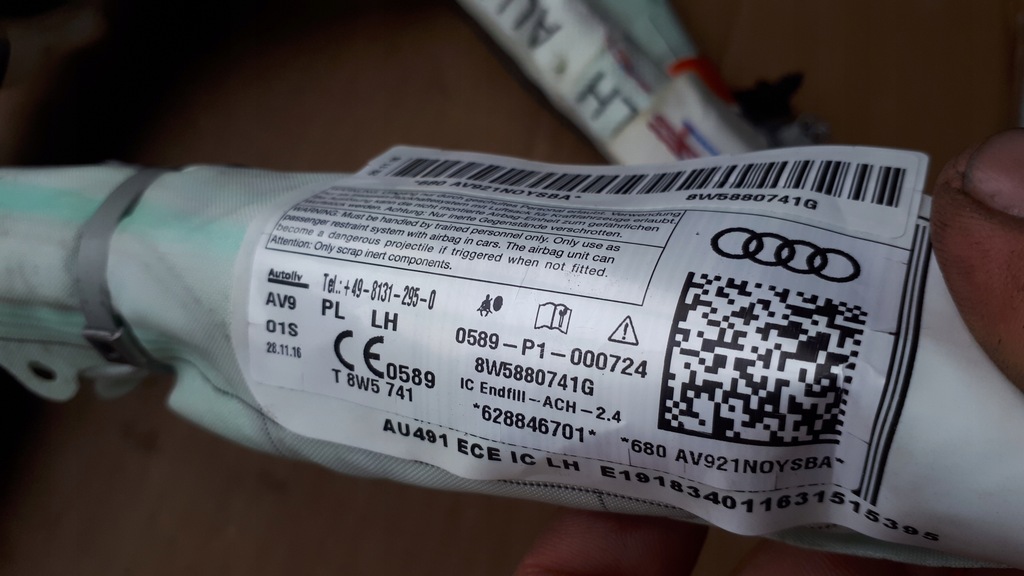 фото №8, A4 b9 8w шторка безпеки подушка безпеки ліва sedan 8w5880741g