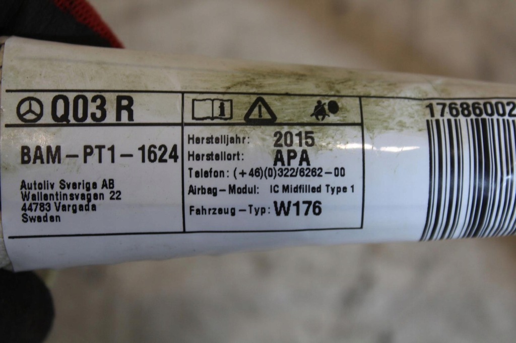 фото №9, Шторка безопасности подушка безопасности левая mercedes-benz a w176 2014