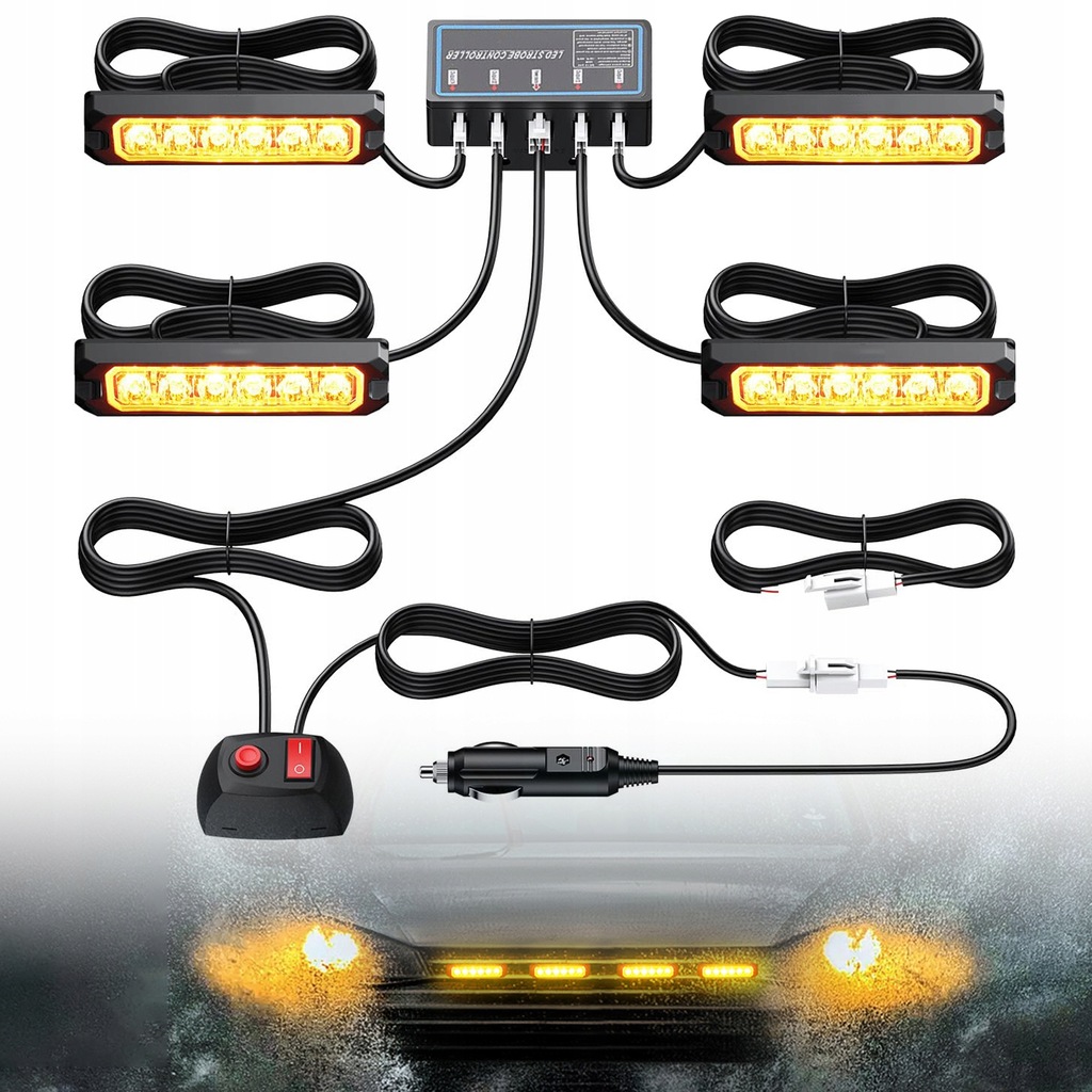 фото №11, 4szt лампы предупредительные stroboskopowa лампа led оранжевая pomoc эвакуатор