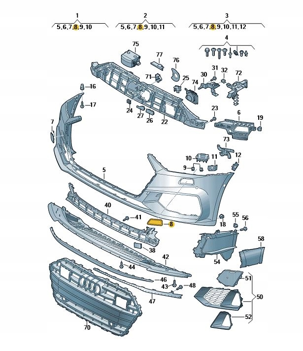 Купити Накладка заглушка розпилювача фара бампер ліва audi a7 c8