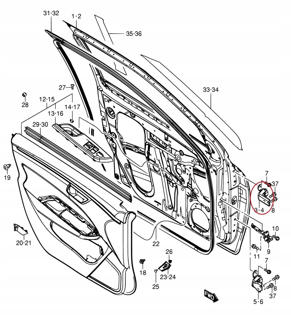 фото №11, Suzuki swift v 10-17 верхний петля дверь правых оригинальный номер