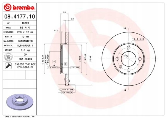 фото №1, Гальмівні диски гальмівні перед brembo 08.4177.10 08417710