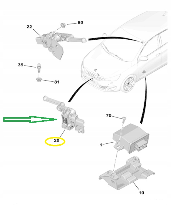 фото №11, Датчик регулювання ксенонових вирівнювання лампа p 308 3008 5008 c5 9817423180