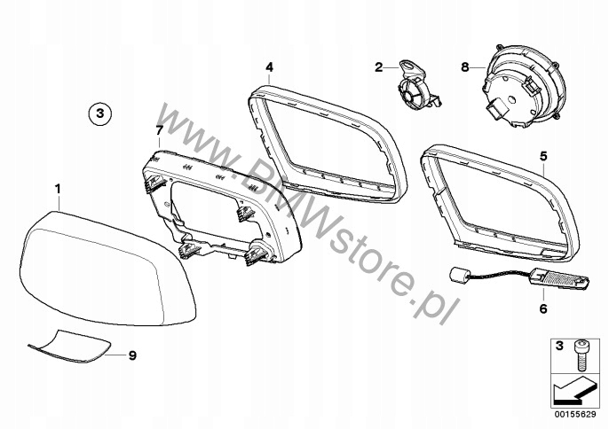 фото №15, Bmw 5 e60 e61 6 e63 рамка корпус захист дзеркало права 7174966 7074952 bdb