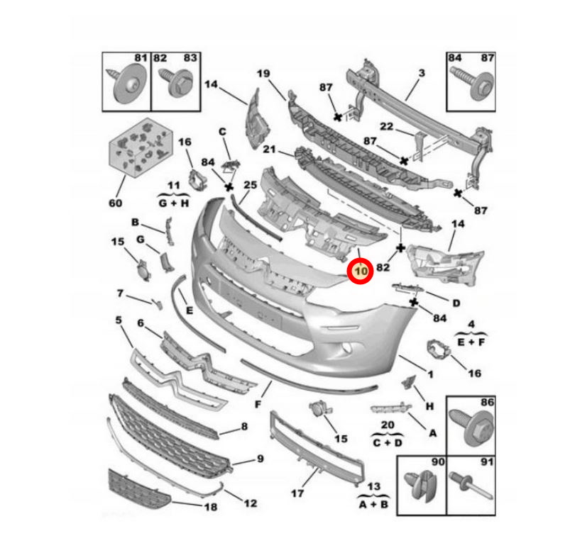 Кронштейн бампера c c3 09-16 перед oryg0 Недорого
