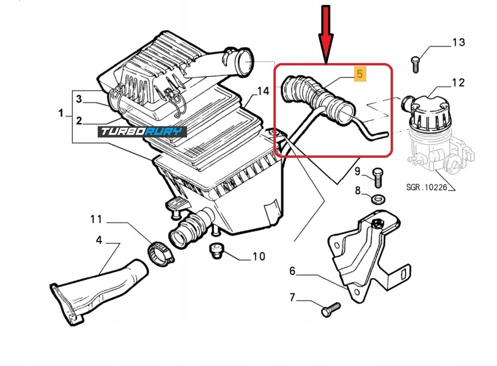 фото №7, Шланг труба wąż фильтра воздуха fiat palio strada 1.2 46558214