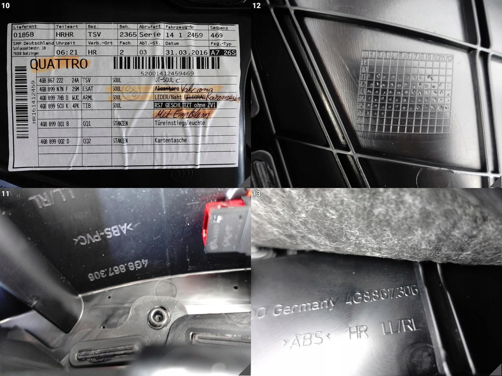 фото №11, Audi rs7 s7 a7 4g8 c7 10-18 обивка обшивка дверь правая задняя exclusive