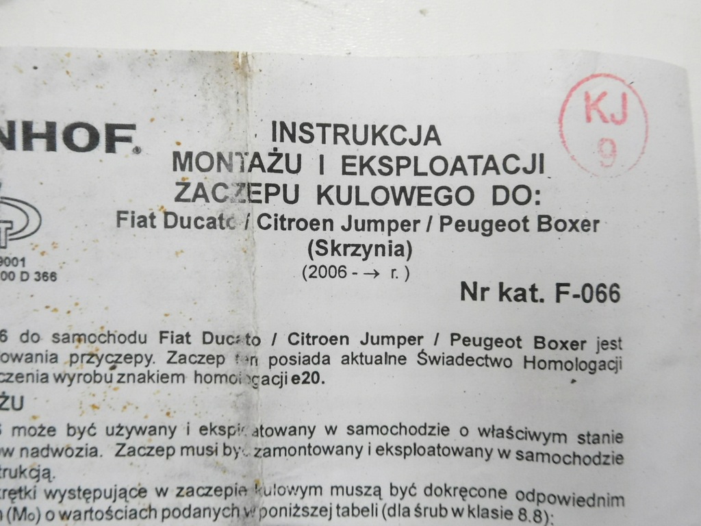 фото №6, Hak буксировочный steinhof f-066 fiat ducato citroen jumper peugeot boxer