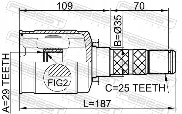 Шрус  полуось перед 0811-b9 febest subaru Доставка