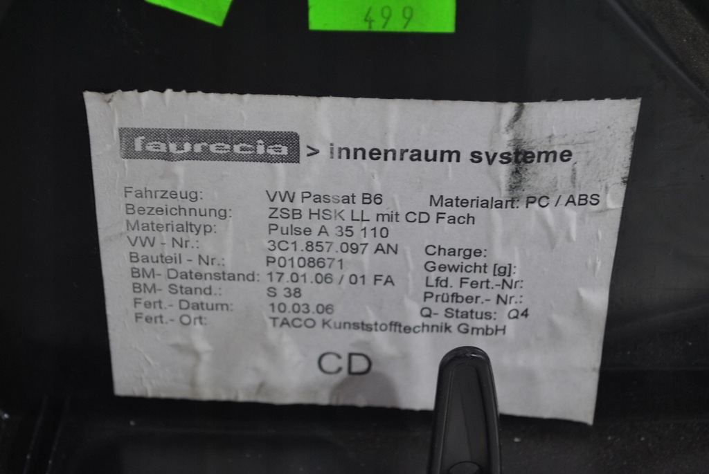 фото №7, Бардачок пасажира чорний 3c1857097an vw passat b6