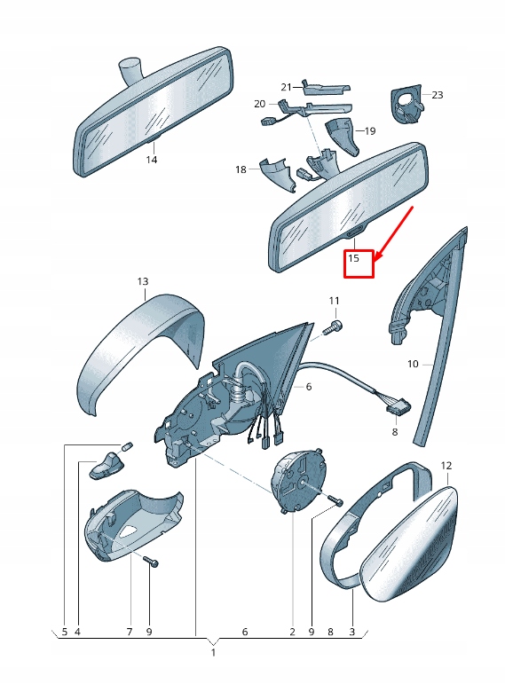 фото №1, Vw beetle 5c interior rear вид mirror 1k8857511dicj 1k8857511d icj