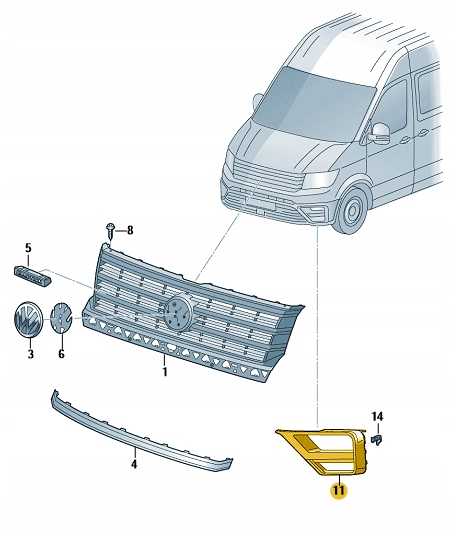 фото №2, Решётка бампера заглушка vw crafter левая