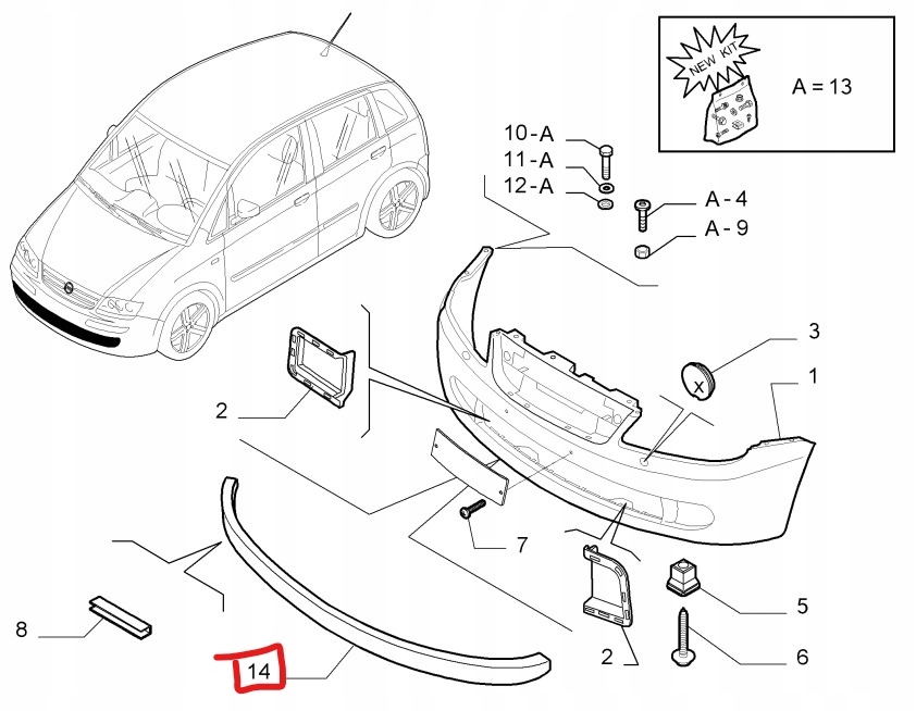 фото №1, Fiat idea спойлер бампера перед новый 735363041