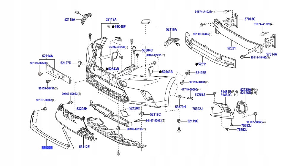 Купити 53122-76010 молдинг нижня решітка ґрати передній бампера lexus ct200h