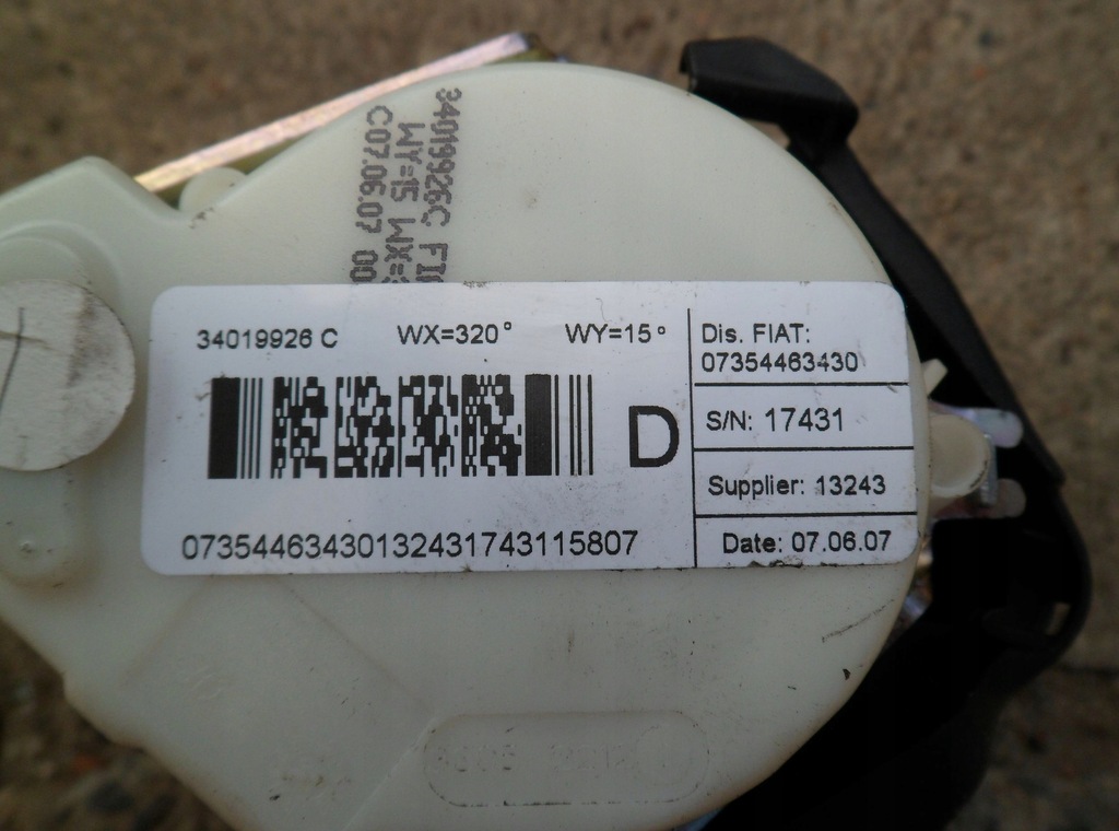 фото №7, Pas безпеки задній задня правий fiat bravo 2 5d 2007-2014r 735490929