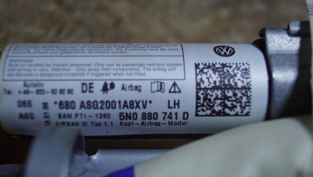 фото №5, Шторка безопасности подушка безопасности левая vw tiguan 5n 5n0880741d