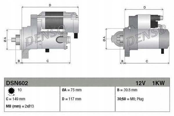 фото №1, Denso стартер 12v 1kw land rover freelander 1