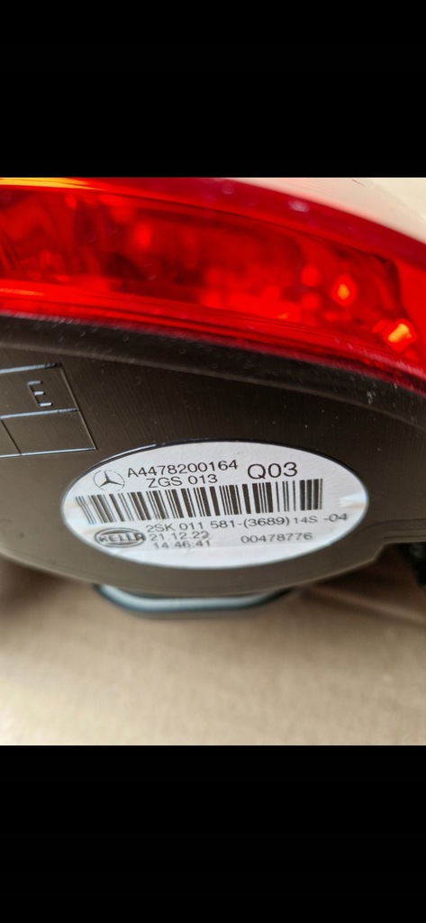 фото №10, Mercedes vito w447 лампа правый задняя задняя крышка багажника a4478200164 оригинал