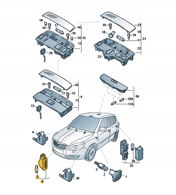 фото №1, Лампа освітлення бардачка skoda fabia oe: 3b0947415b