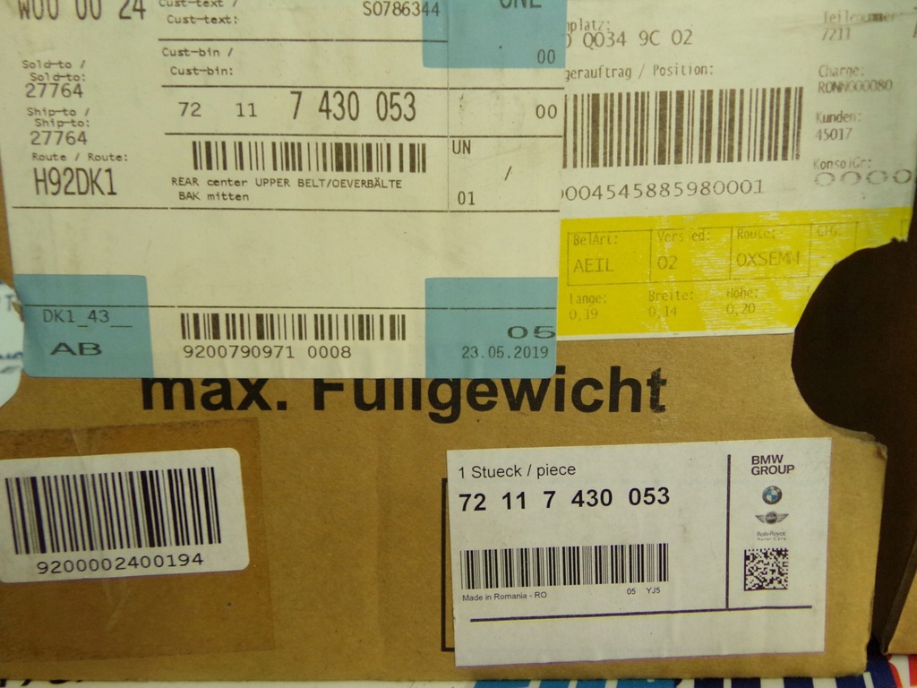 фото №8, Bmw 5 g30 m5 f90 pas безопасности задний средний 7430053 новый