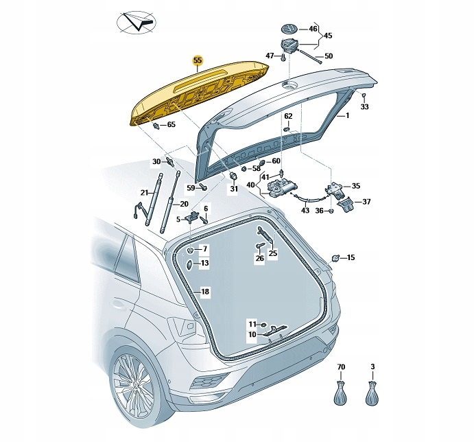фото №1, Спойлер задний крышки багажника vw t-roc оригинальный номер 2ga827936bgru