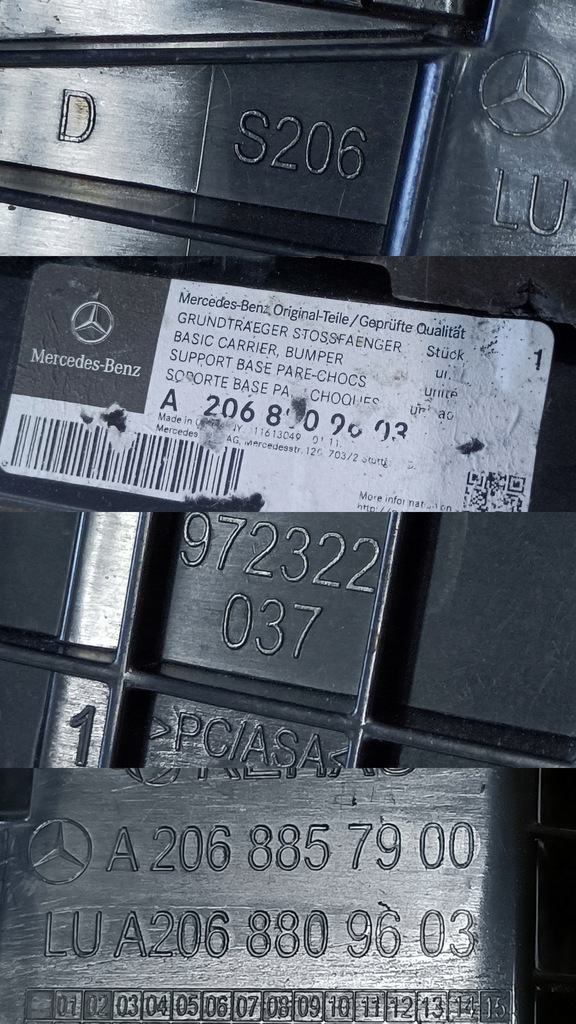 фото №9, Mercedes w206 направляющая кронштейн кронштейн бампера задняя a2068809603