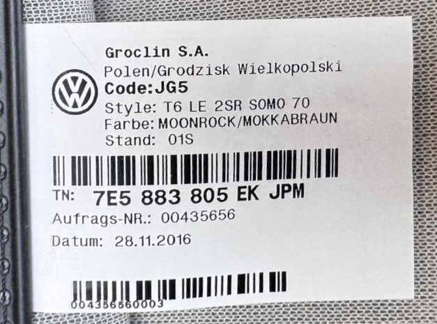 фото №7, Vw t5 t6 multivan обивка чехол сиденье подставка для сиденья moonrock / mokkabraun