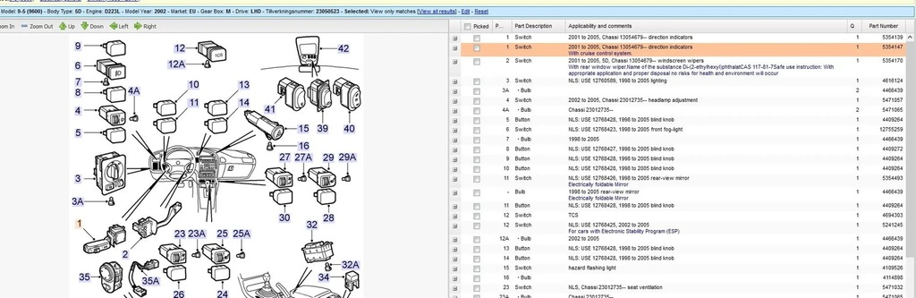 фото №9, Saab 9-5 2002 панелі керування, перемикачі