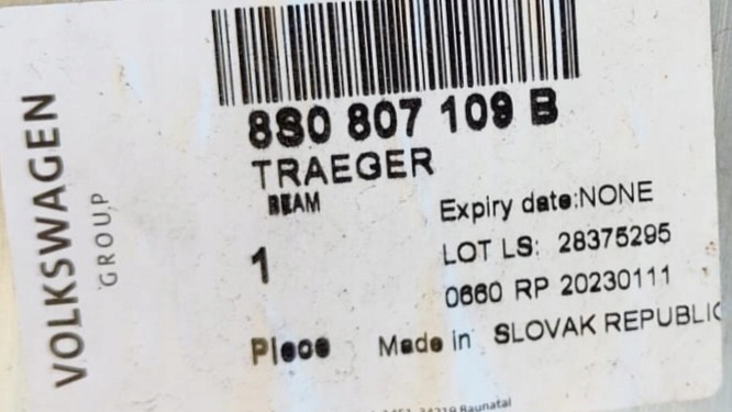 фото №8, Балка бампера підсилювач поперечина перед audi tt 8s0807109b