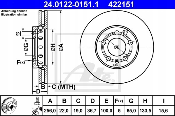 фото №3, Тормозные колодки + тормозные диски перед ate skoda rapid nh3 256 mm
