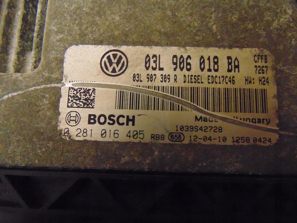фото №5, Бортовий комп'ютер двигуна vw golf vi 2.0 tdi 03l906018ba