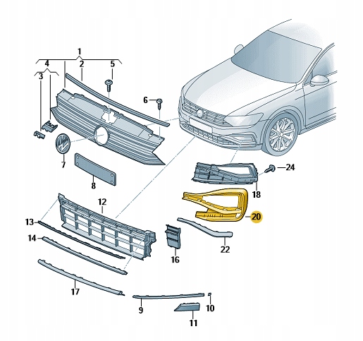 фото №6, Решітка ліва бампера перед passat b8 lift r-line
