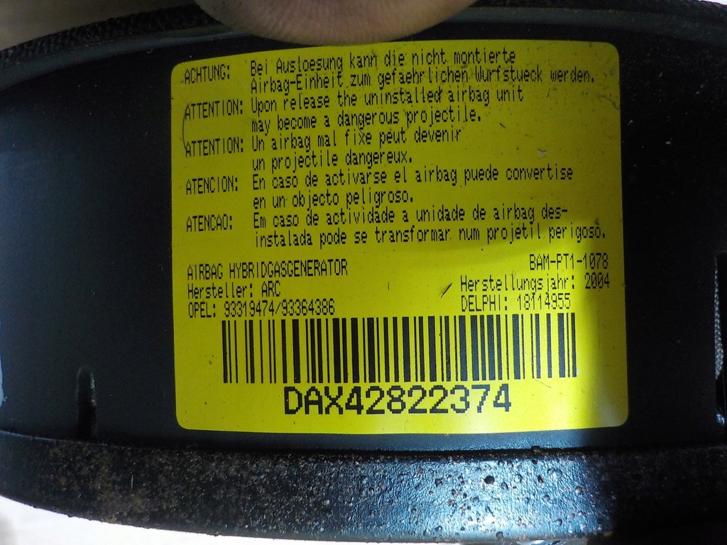 фото №5, Подушка подушка безпеки керма opel meriva a 1.7 cdti