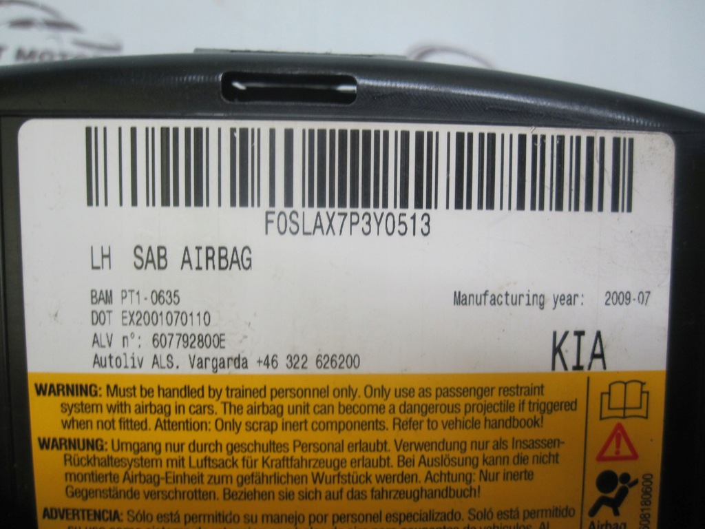 фото №5, Kia pro ceed i 10r подушка безопасности подушка сиденье левая 607792000e 607184900