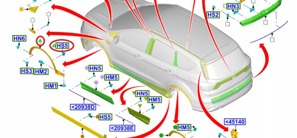 фото №12, Молдинг крыла перед rh kuga 16- escape 2011004