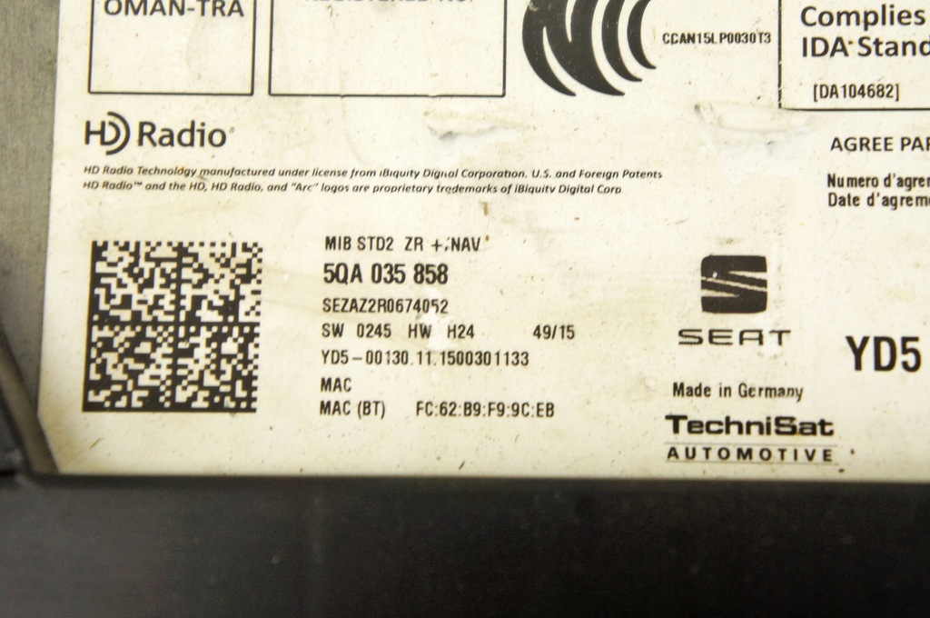 фото №5, Sn018 seat leon iii зчитувач карта чейнджер дисків 5qa035858