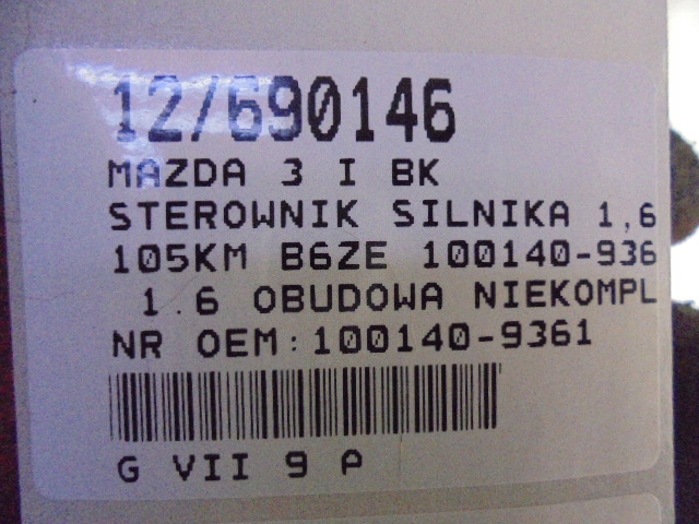 фото №7, Mazda 3 i bk блок управления двигателя 100140-9361 1,6 расходомер 197400-2010