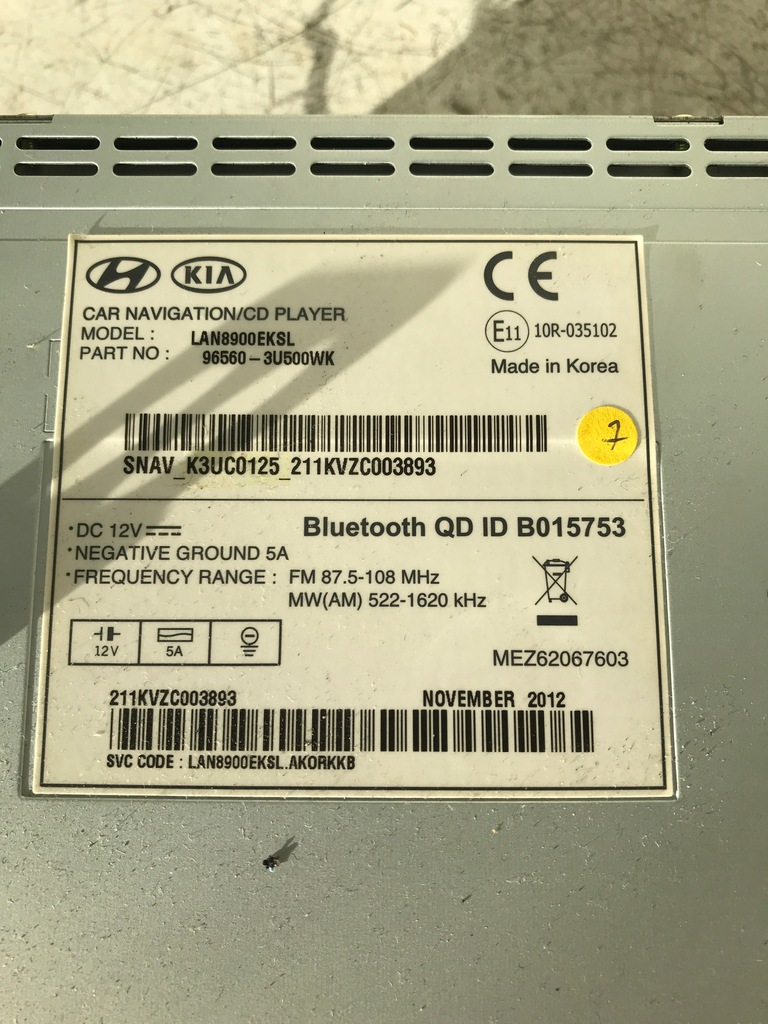 фото №9, Радио навигация kia sportage iii 96560-3u500wk