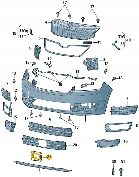 фото №2, Захист решітка радара перед skoda rapid