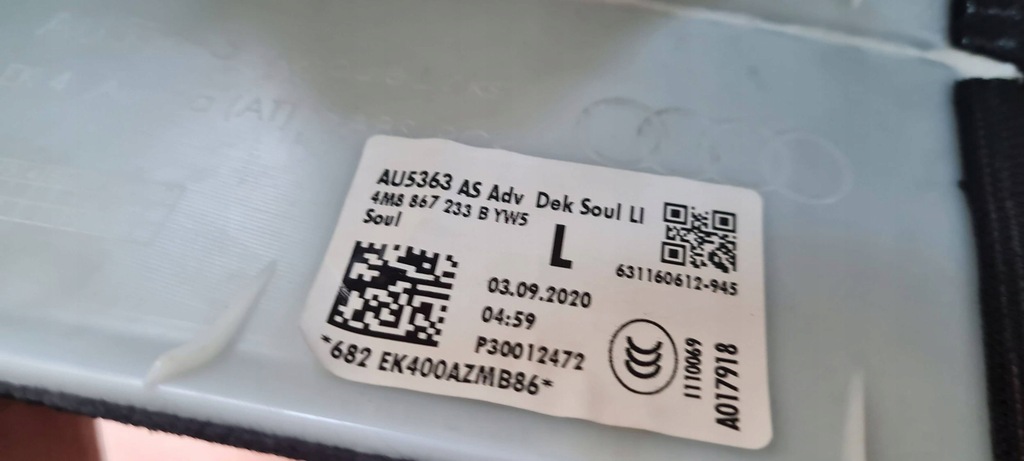 фото №12, Sq8 q8 захист стійка скло ліва sline czarna стельовий 4m8867233b