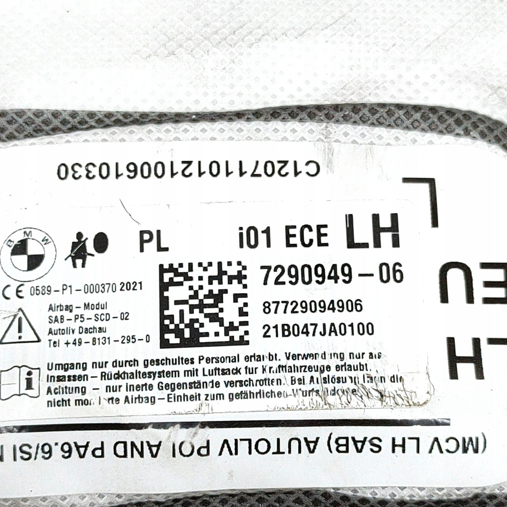 фото №6, Bmw i3 2021 перед сторона ліва подушка повітряна подушка безпеки сидіння