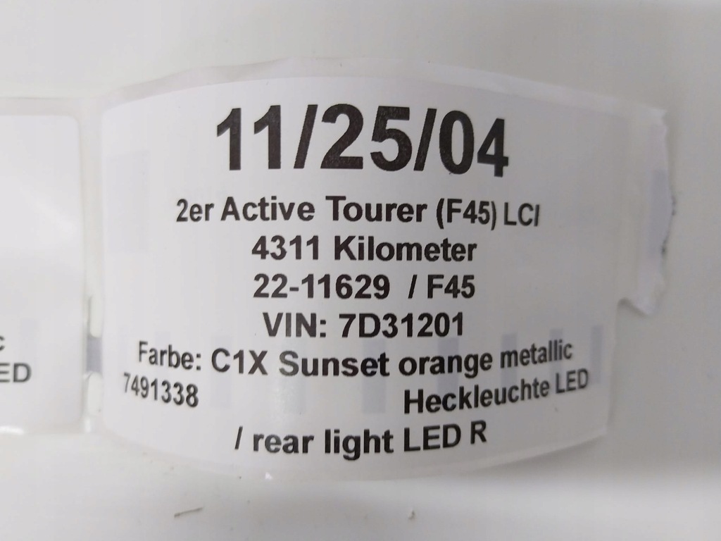 фото №6, Лампа задня комплект 4 szt w кришка w крила bmw 2 f45 lci