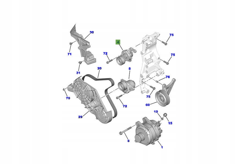 фото №1, 9844010980 натяжитель ролик ремень генератора 2,0 psa expert jumpy vivaro