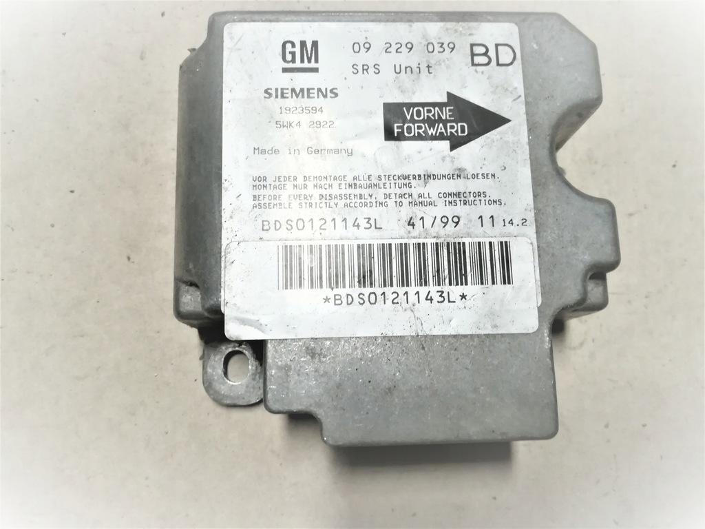 фото №1, Модуль датчик подушка безпеки opel vectra b 09229039