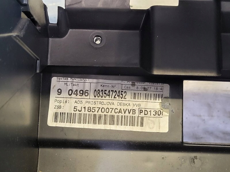 фото №16, Панель приладів приладова панель приладів консоль головна подушка безпеки skoda roomster 5j7 fabia 2