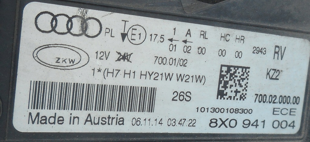 фото №9, Audi a1 8x лампа правая передняя перед 8x0941004