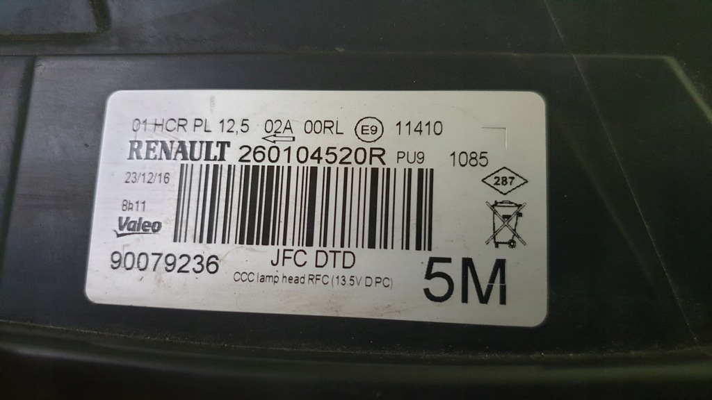 фото №9, Лампа права перед led renault espace v 260104520r